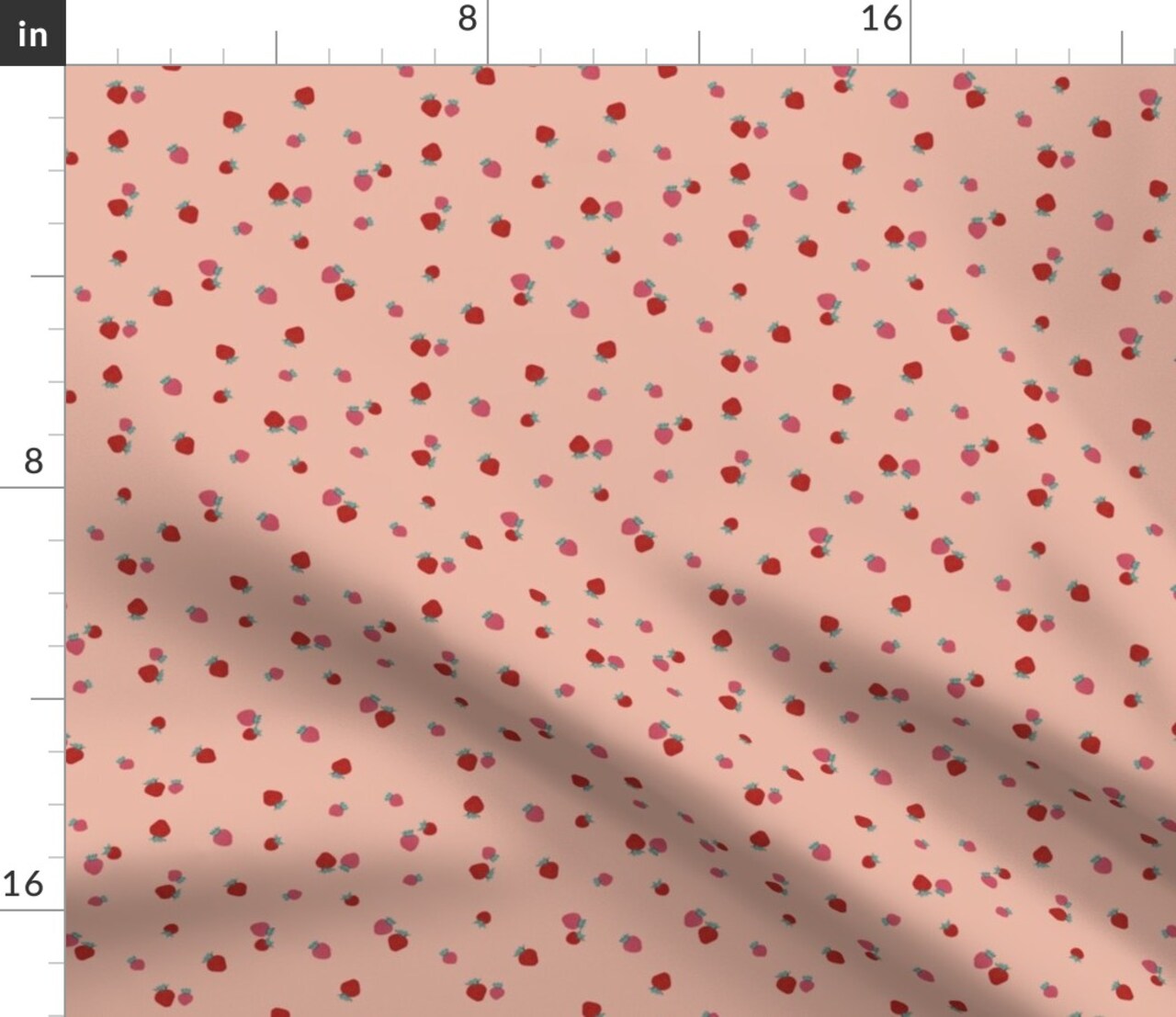 Ditsy Berries Pink Red Strawberry Fruit Small Scale Kitchen Custom Printed Fabric by Spoonflower Various Fabrics by the Yard or Fat Quarter